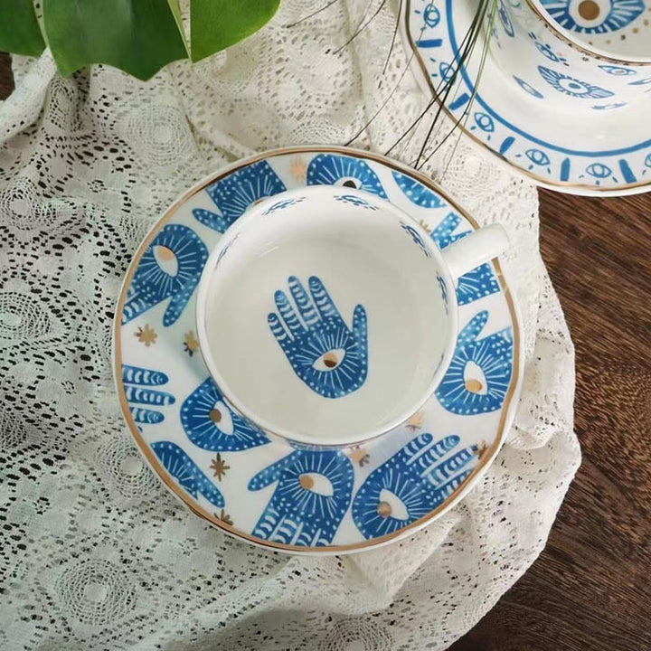 Olivenorma Aesthetic Hamsa Hand Ceramic Mug Coaster Cup - image 2