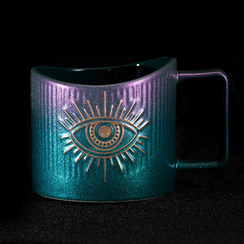 Olivenorma Evil Eye Ceramic Mug Glitter Water Cup - Purple & Teal - image 5