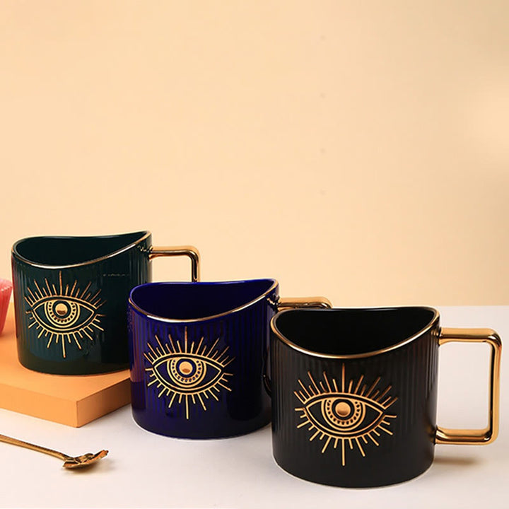 Olivenorma Ceramic Evil Eye Coffee Mug Golden Handle Cup - image 6
