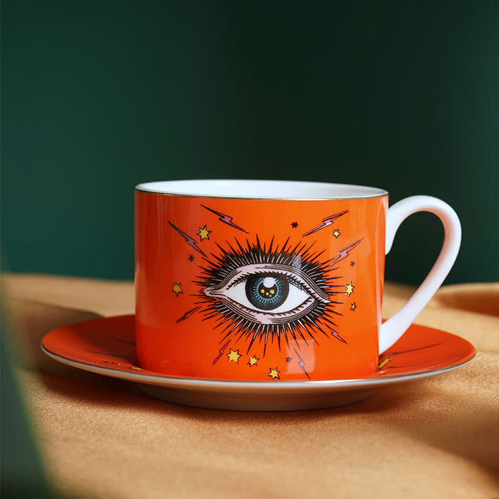 Olivenorma Turkish Evil Eye Ceramic Mug Set Cup - Orange - image 1