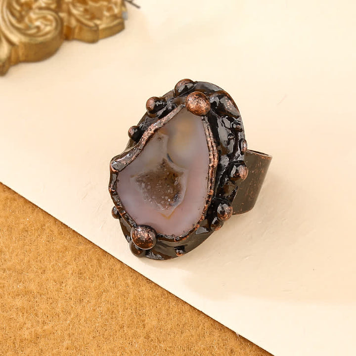 Olivenorma Natural Random Agate Geode Adjustable Ring - image 2