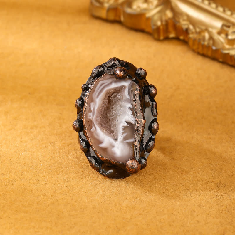 Olivenorma Natural Random Agate Geode Adjustable Ring - image 3