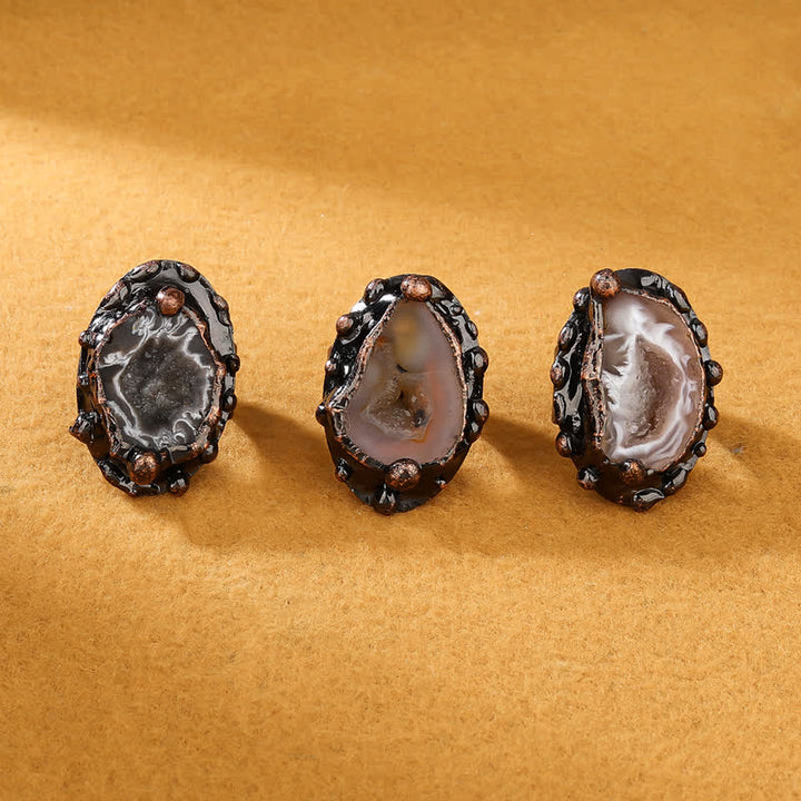 Olivenorma Natural Random Agate Geode Adjustable Ring - image 5
