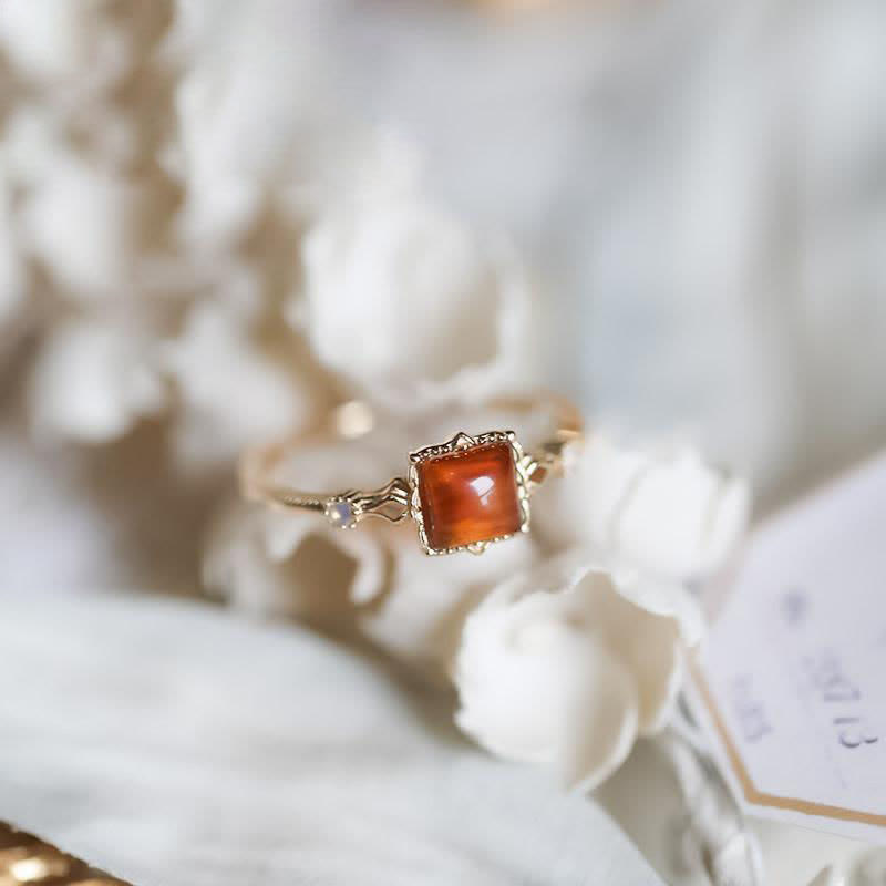 Olivenorma Simple Square Amber Thin Ring - Amber - image 0