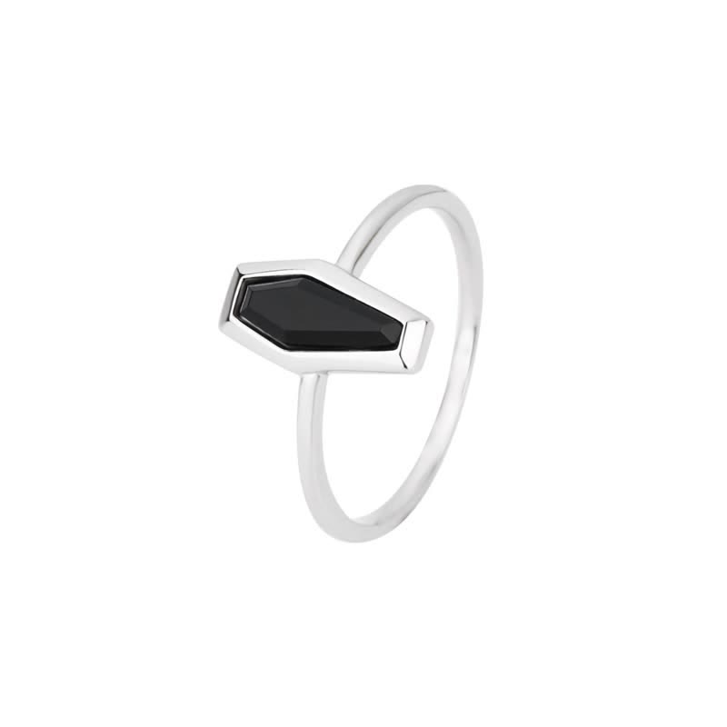 Olivenorma Dark Style Natural Obsidian Coffin Ring - image 4