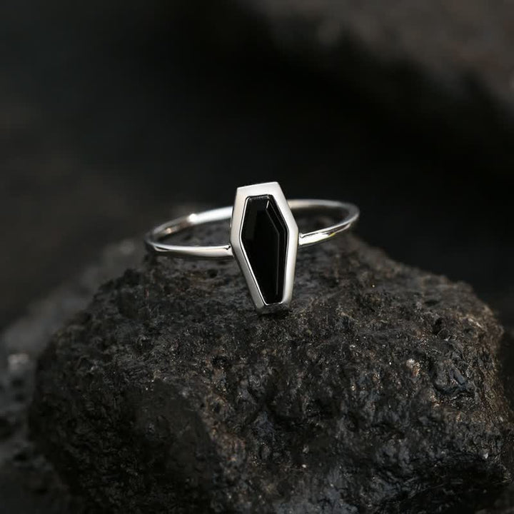 Olivenorma Dark Style Natural Obsidian Coffin Ring - US 9 - image 0