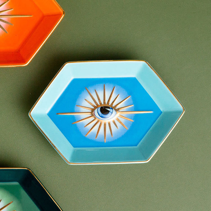 Olivenorma Evil Eye Decor Hexagon Jewelry Tray Coaster - Blue - image 5