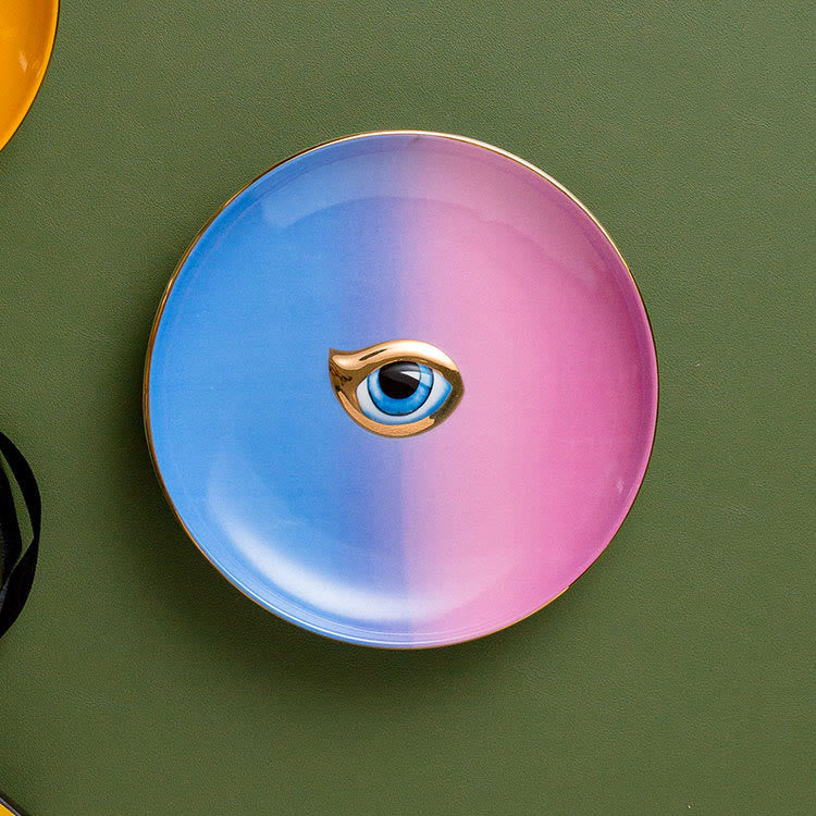 Olivenorma Exquisite Evil Eye Round Jewelry Tray Coaster - Blue&Pink - image 5