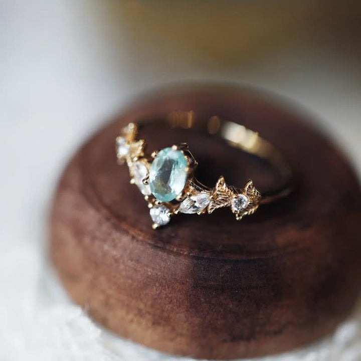 Olivenorma Aquamarine White Zircon Crown Shape Ring - image 6