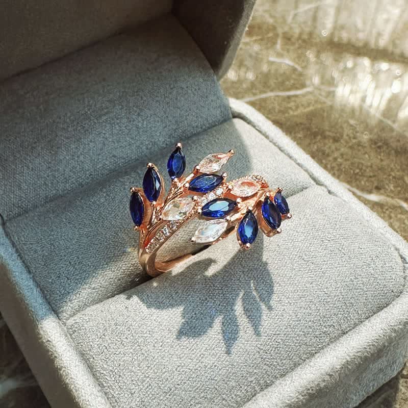 Olivenorma Creative Hollow Sapphire Blue Zircon Ring - image 2