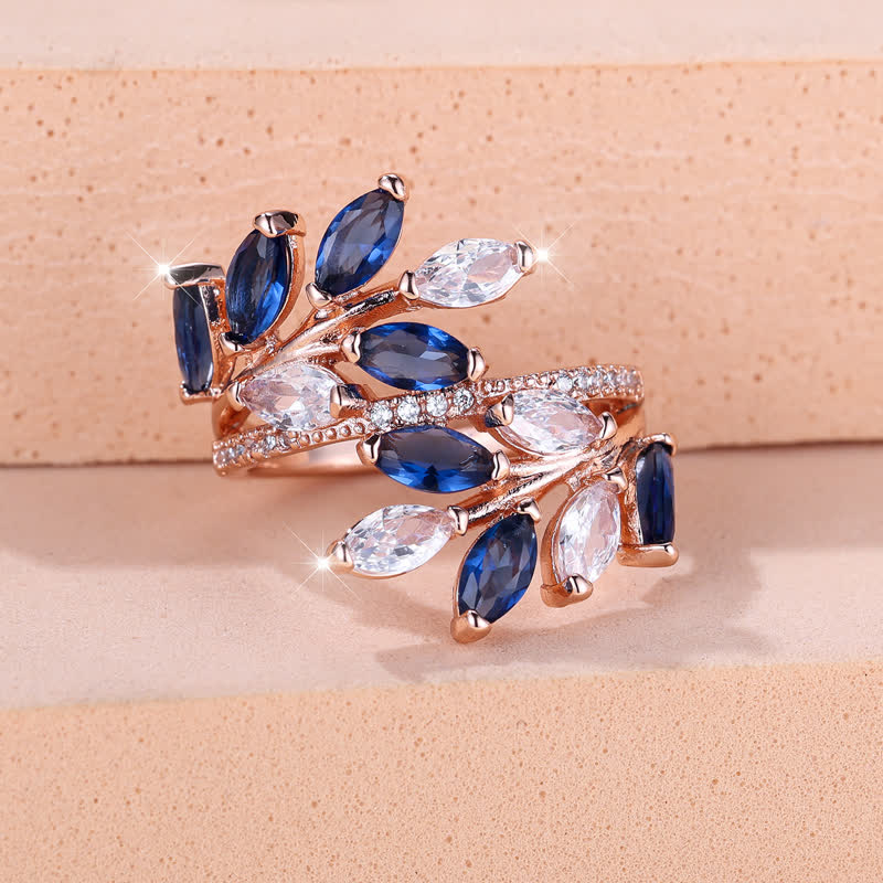 Olivenorma Creative Hollow Sapphire Blue Zircon Ring - Rosegold - image 0
