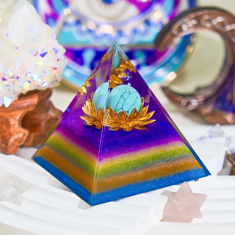 Olivenorma 6cm Blue Turquoise Ball Colorful Orgone Pyramid - image 3