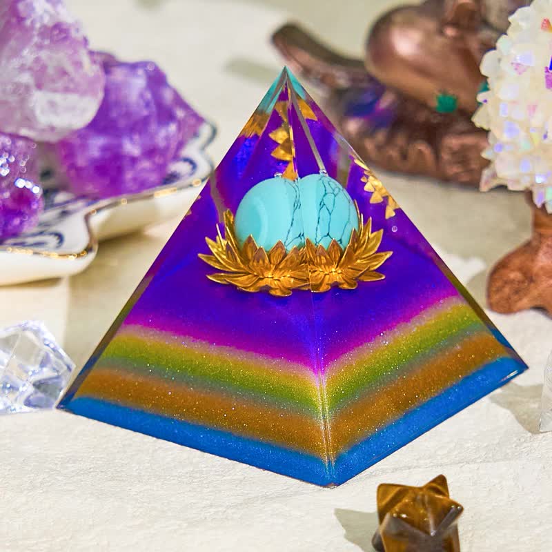 Olivenorma 6cm Blue Turquoise Ball Colorful Orgone Pyramid - image 1