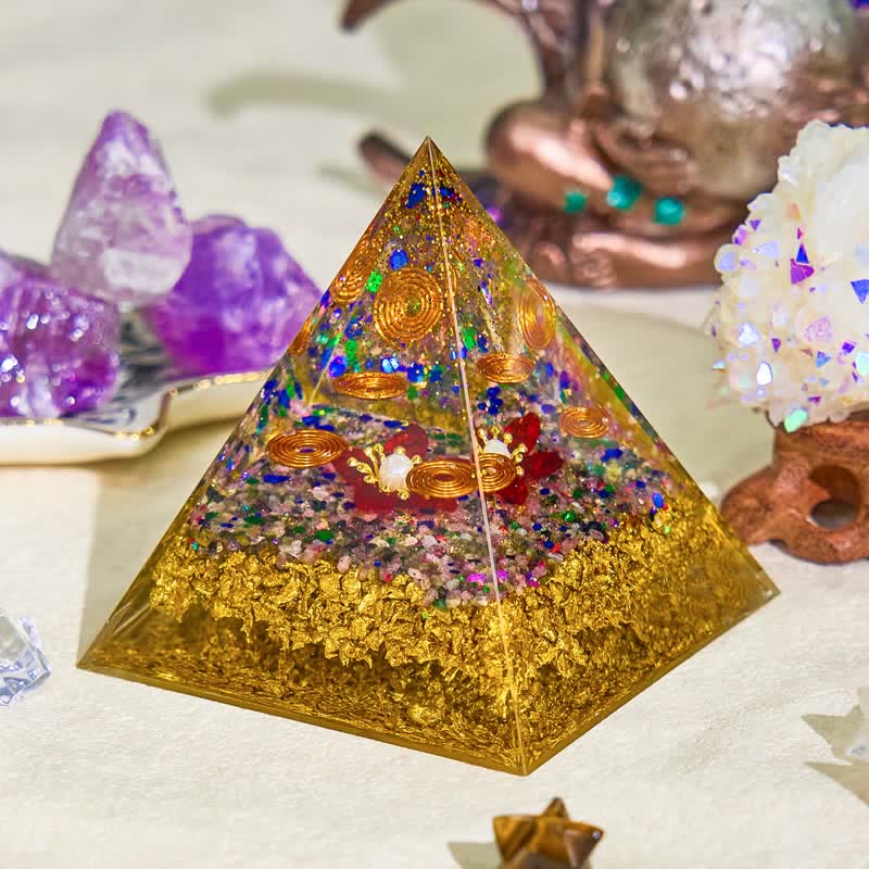 Olivenorma 8cm Pearl Tourmaline Orgone Pyramid - image 1