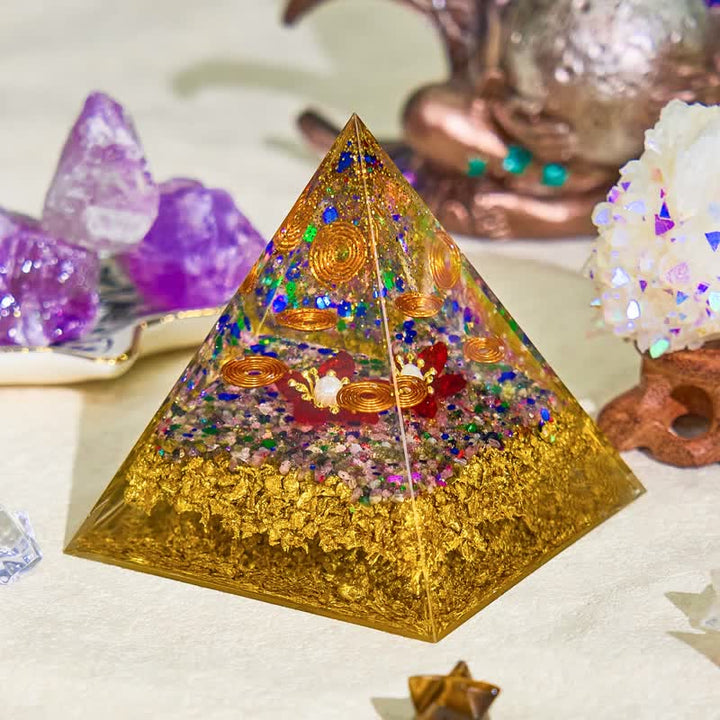 Olivenorma 8cm Pearl Tourmaline Orgone Pyramid - image 1