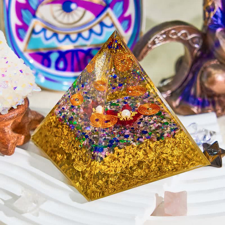 Olivenorma 8cm Pearl Tourmaline Orgone Pyramid - image 2
