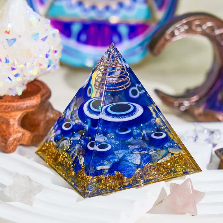 Olivenorma Natural Blue Sodalite Evil Eye Orgone Pyramid - image 2