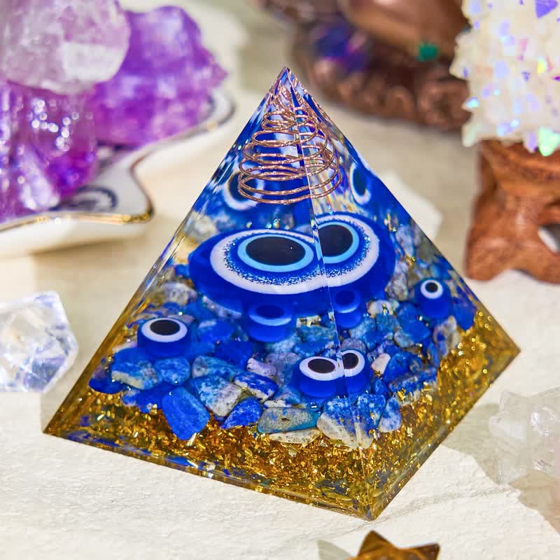 Olivenorma Natural Blue Sodalite Evil Eye Orgone Pyramid - image 1