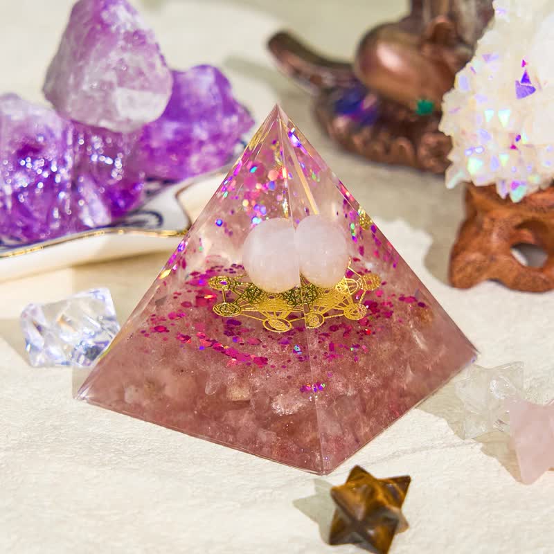 Olivenorma Rose Quartz & Strawberry Quartz Orgone Pyramid - image 1