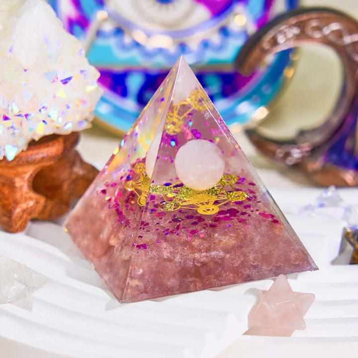 Olivenorma Rose Quartz & Strawberry Quartz Orgone Pyramid - image 2