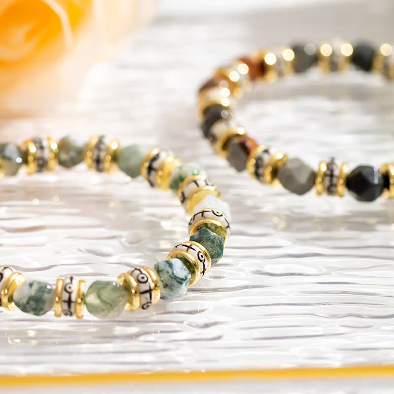 Olivenorma Natural Faceted Stone Roller Beads Beaded Bracelet - image 16