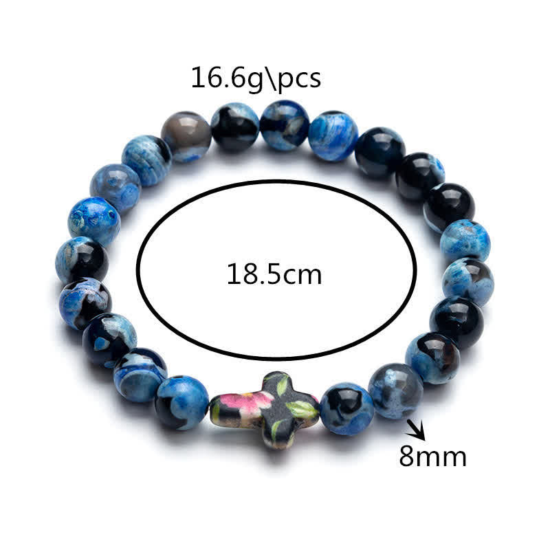 Olivenorma Natural Flame Agate Cross Bracelet - image 8