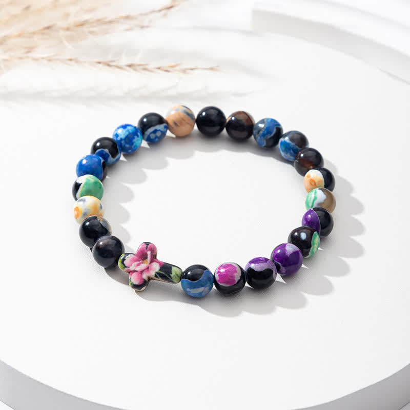 Olivenorma Natural Flame Agate Cross Bracelet - Color - image 4