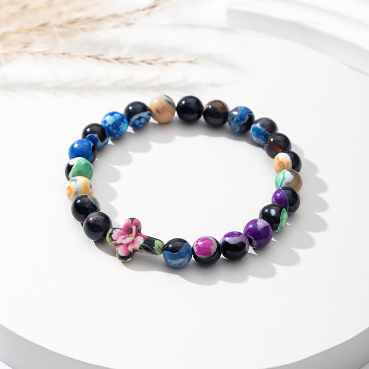 Olivenorma Natural Flame Agate Cross Bracelet - Color - image 4