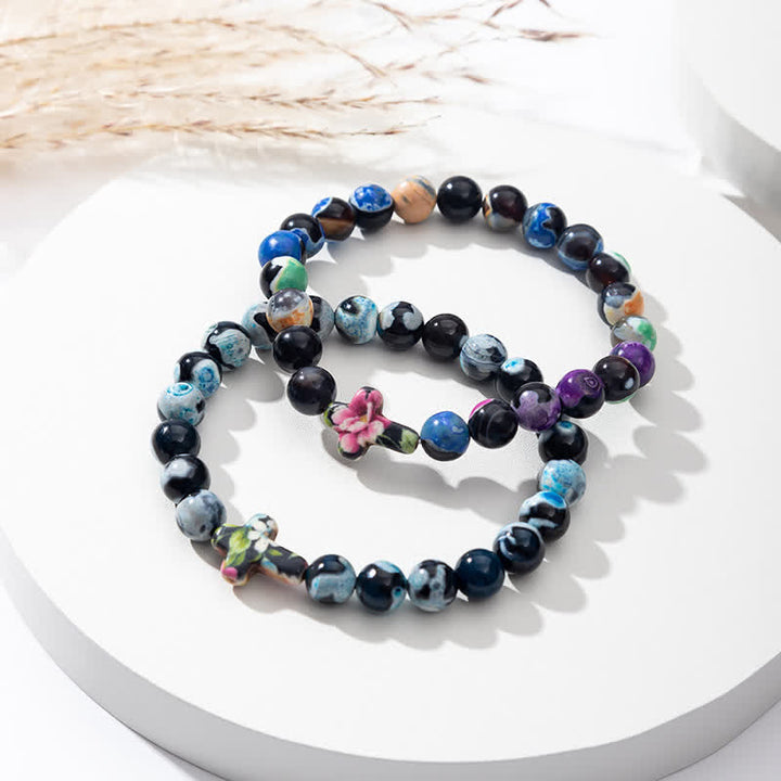 Olivenorma Natural Flame Agate Cross Bracelet - image 6