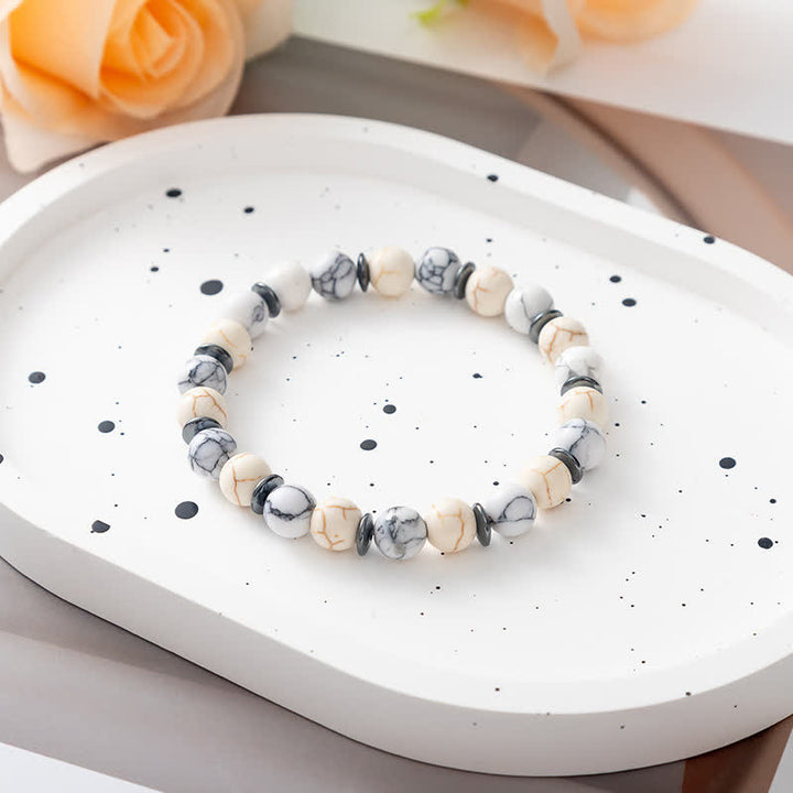 Olivenorma Natural Stone Tree of Life Metal Plate Beaded Bracelet - White Turquoise #2 - image 8