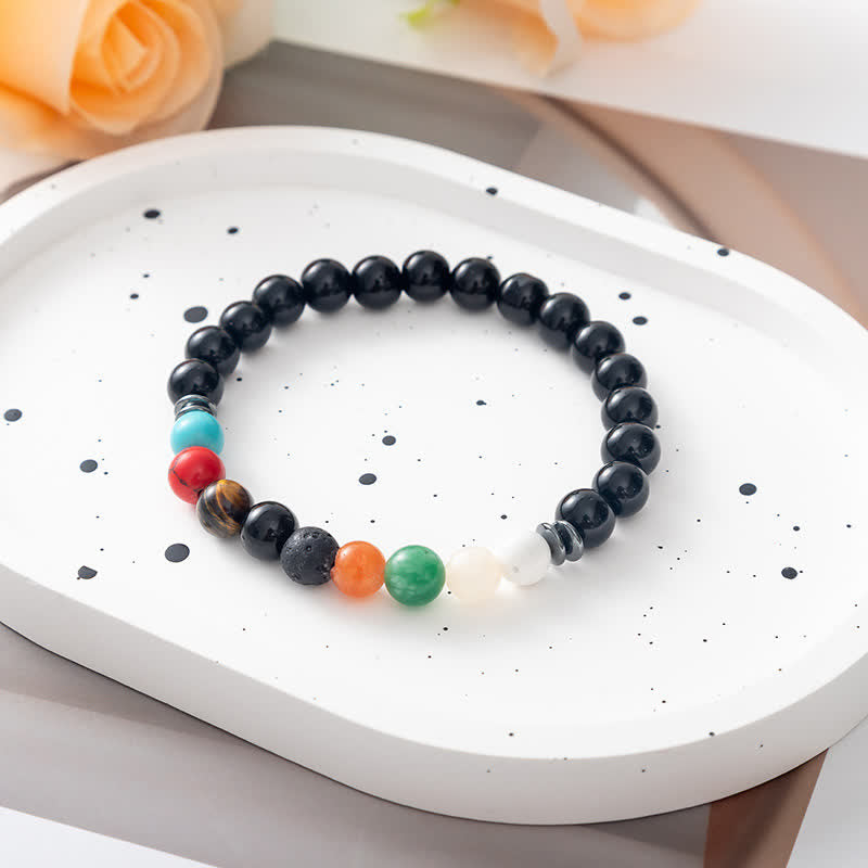 Olivenorma Natural Stone Tree of Life Metal Plate Beaded Bracelet - Chakra #2 - image 12