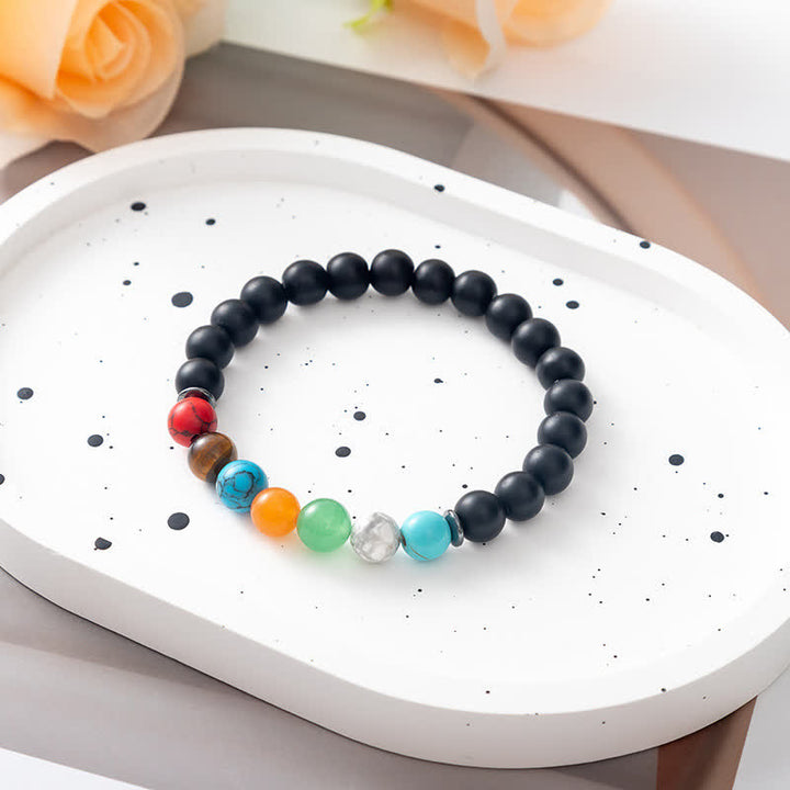 Olivenorma Natural Stone Tree of Life Metal Plate Beaded Bracelet - Chakra #1 - image 11