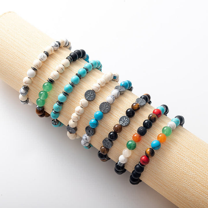 Olivenorma Natural Stone Tree of Life Metal Plate Beaded Bracelet - image 13