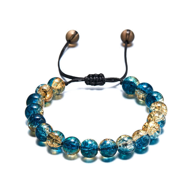 Olivenorma Blue Black Sparkling Glass Beads Beaded Bracelet - image 0