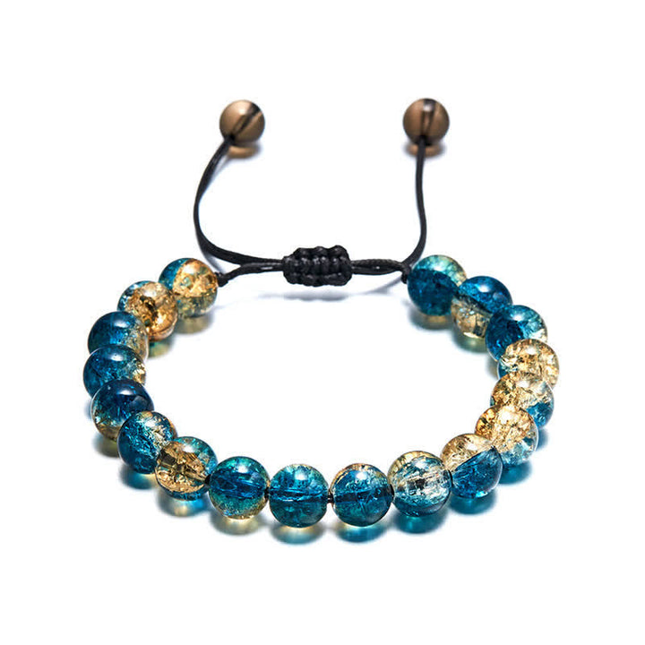 Olivenorma Blue Black Sparkling Glass Beads Beaded Bracelet - image 0