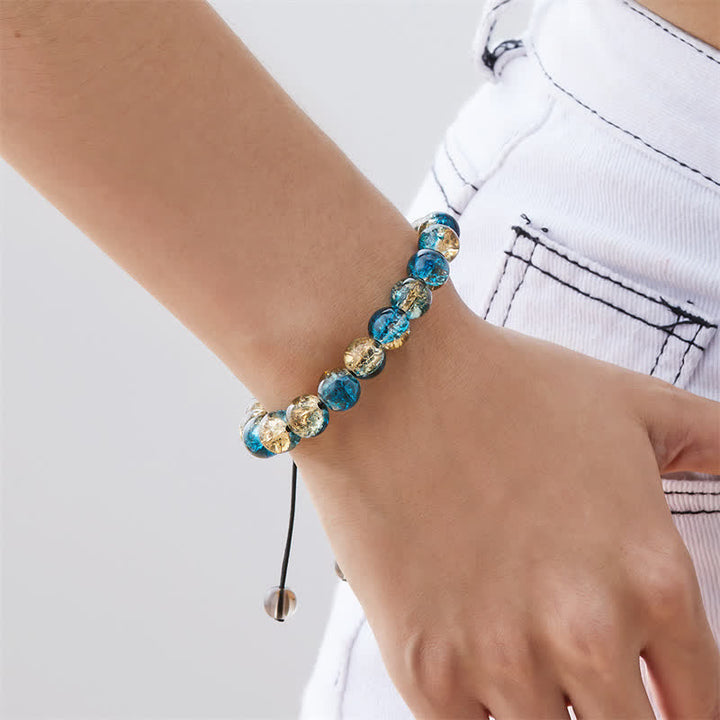 Olivenorma Blue Black Sparkling Glass Beads Beaded Bracelet - image 1