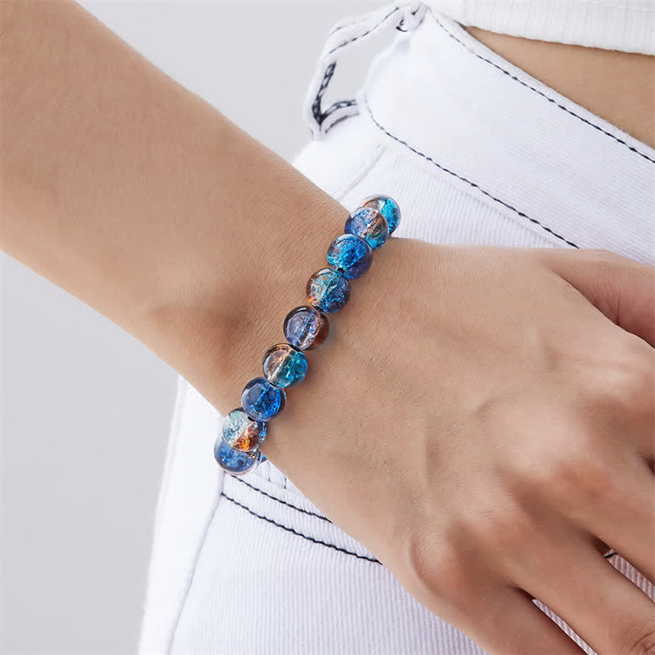 Olivenorma Blue Black Sparkling Glass Beads Beaded Bracelet - image 6