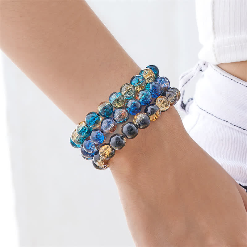 Olivenorma Blue Black Sparkling Glass Beads Beaded Bracelet - image 13
