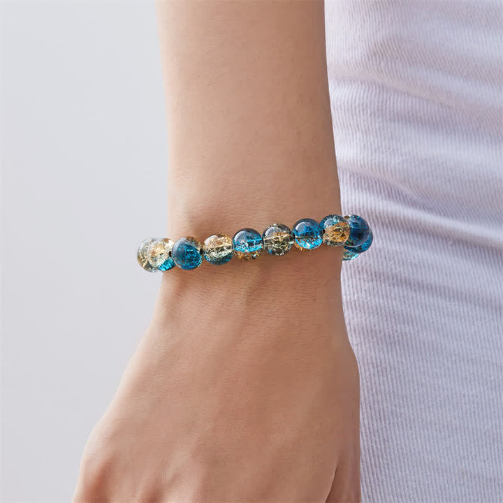 Olivenorma Blue Black Sparkling Glass Beads Beaded Bracelet - image 2