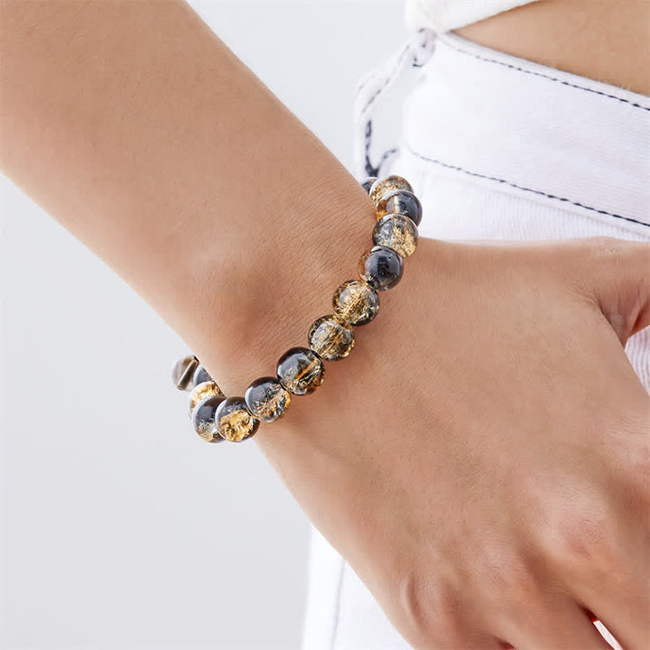 Olivenorma Blue Black Sparkling Glass Beads Beaded Bracelet - image 9