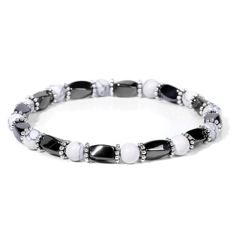 Olivenorma Natural Hematite Crystal Beads Beaded Bracelet - White Turquoise  - image 17
