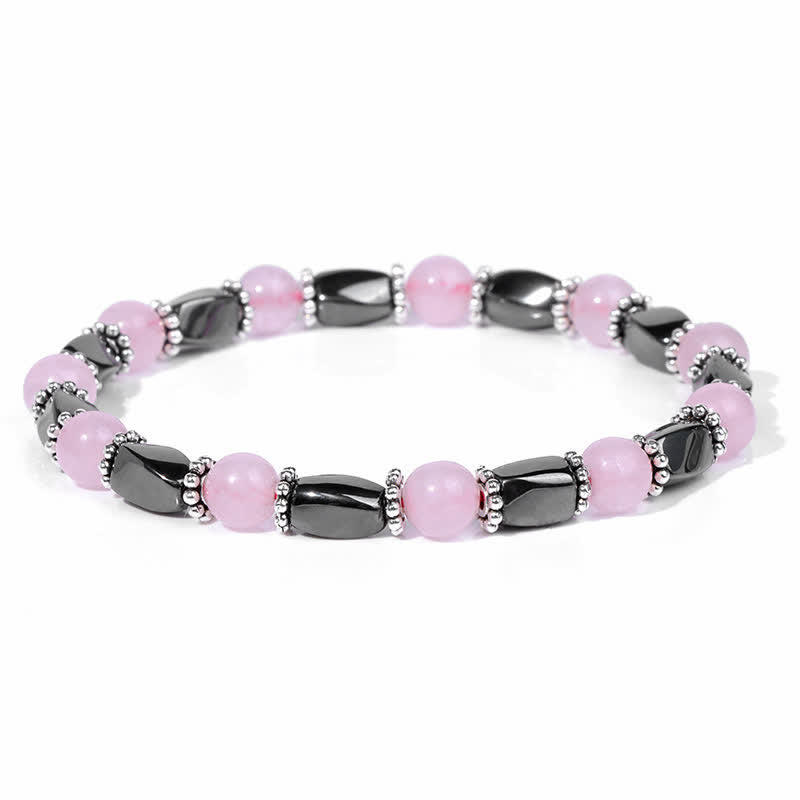 Olivenorma Natural Hematite Crystal Beads Beaded Bracelet - Rose Quartz  - image 15