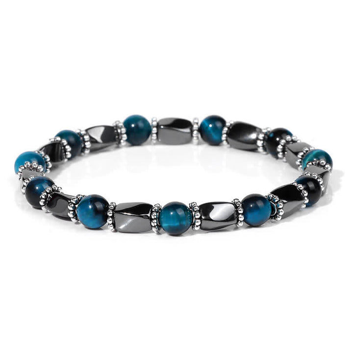 Olivenorma Natural Hematite Crystal Beads Beaded Bracelet - Blue Tiger Eye  - image 5