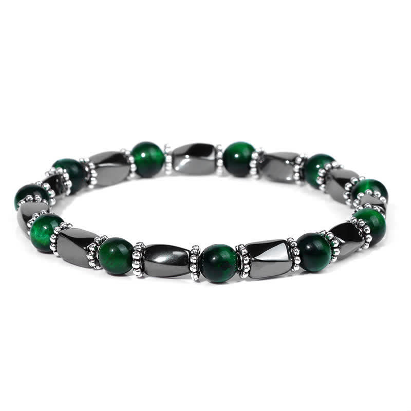 Olivenorma Natural Hematite Crystal Beads Beaded Bracelet - Green Tiger Eye  - image 6