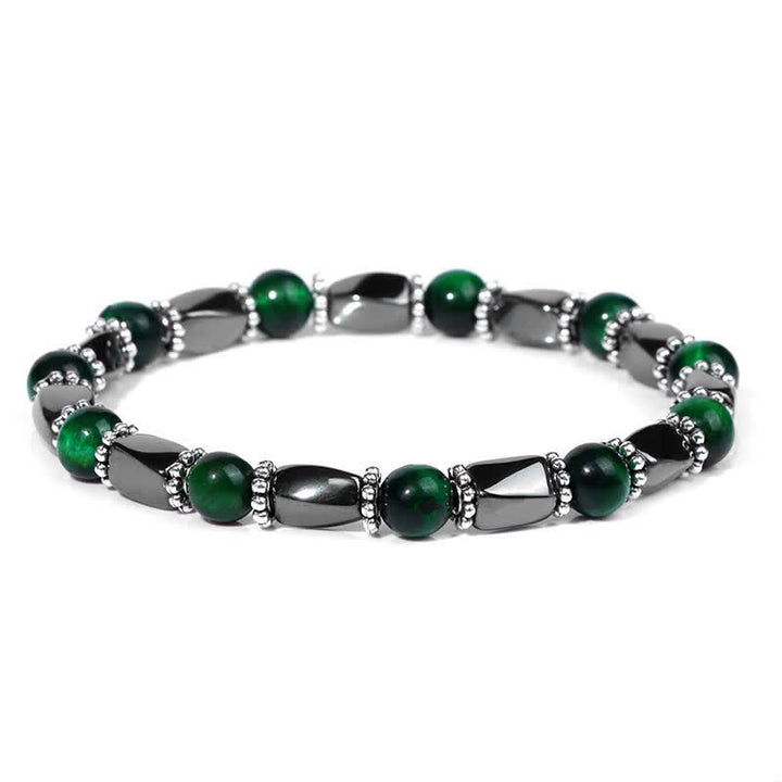 Olivenorma Natural Hematite Crystal Beads Beaded Bracelet - Green Tiger Eye  - image 6