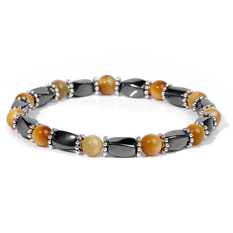 Olivenorma Natural Hematite Crystal Beads Beaded Bracelet - Yellow Tiger Eye  - image 13
