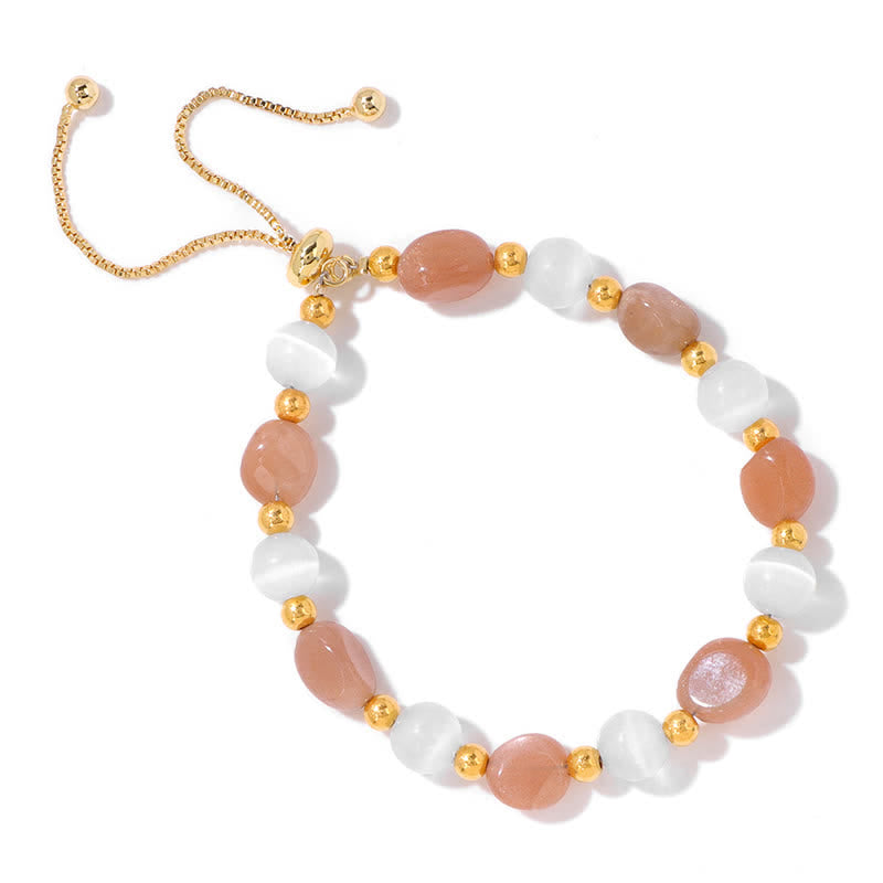 Olivenorma Cat's Eye Stone Natural Irregular Crystal Beaded Bracelet - Sun Stone - image 9