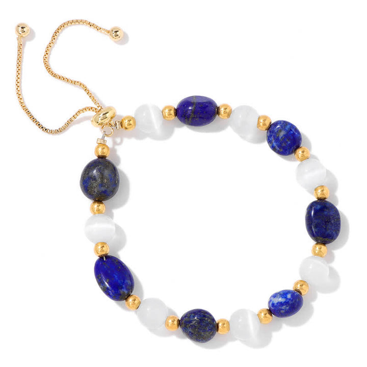 Olivenorma Cat's Eye Stone Natural Irregular Crystal Beaded Bracelet - Lapis Lazuli - image 5