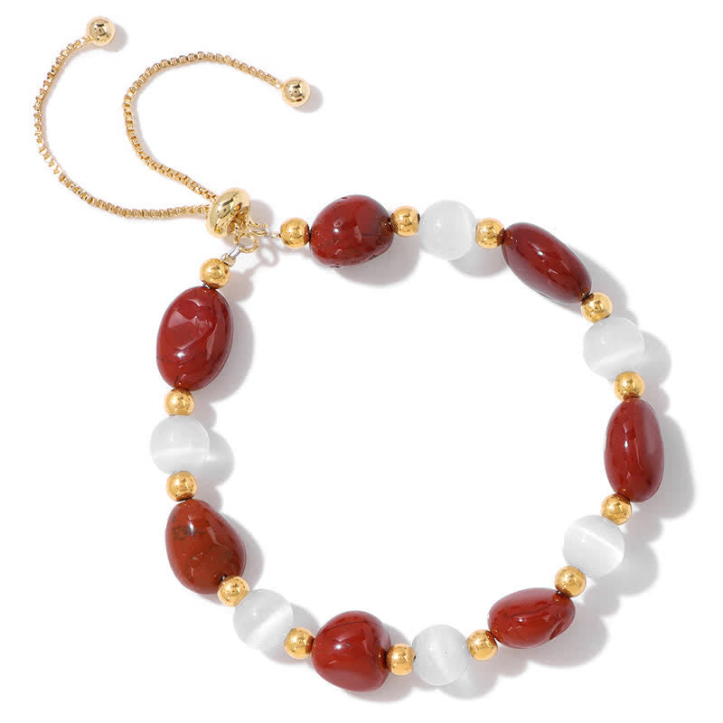 Olivenorma Cat's Eye Stone Natural Irregular Crystal Beaded Bracelet - Red Jasper - image 15