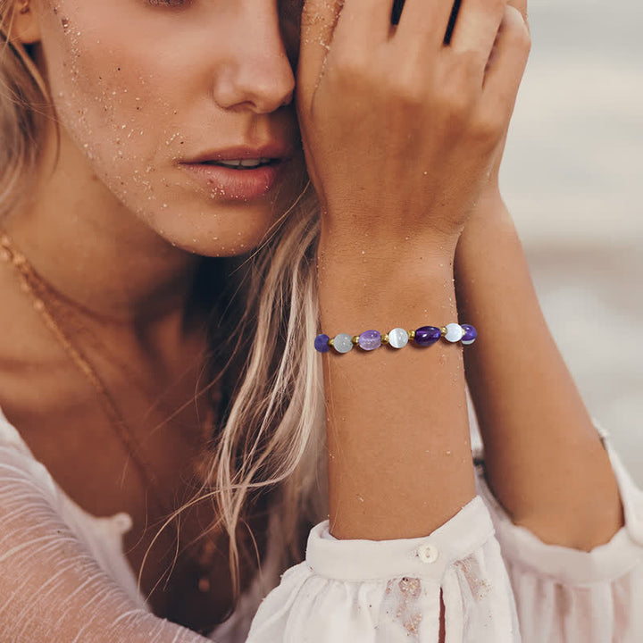 Olivenorma Cat's Eye Stone Natural Irregular Crystal Beaded Bracelet - image 2